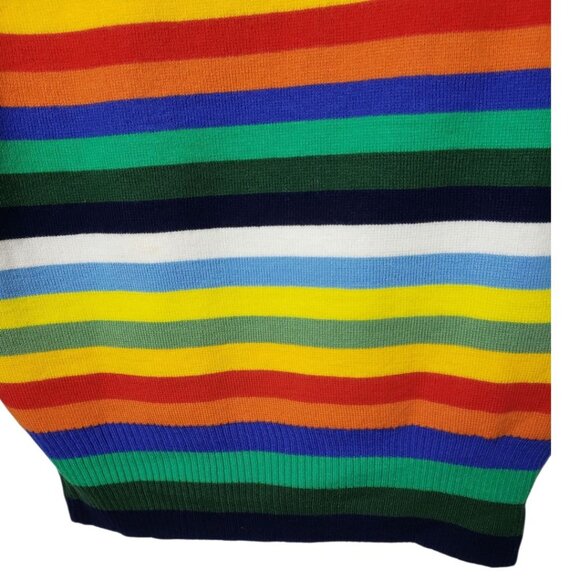Hot Dog Dionysian Vtg  70's Rainbow Striped Mock neck Sweater Xlarge - Picture 6 of 16